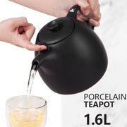 Porzellan Kopenhagen Teekanne mit Stövchen-Schwarz